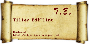 Tiller Bálint névjegykártya