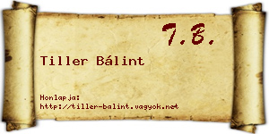Tiller Bálint névjegykártya